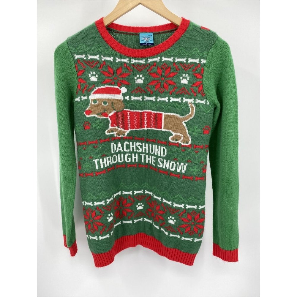 Dachshund Through the Snow Sweater Christmas Holiday Small